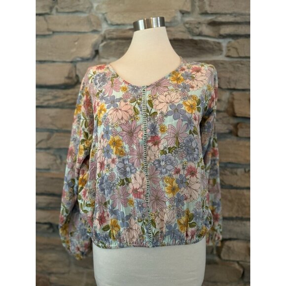 Sweetwater Tops - Sweetwater Wrightsville Beach Floral Peasant Blouse Women’s Sz M Boho Lace Trim
